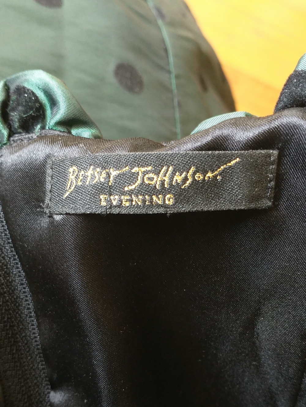 Vtg Betsey Johnson Evening Mini Dress Green Black Strapless Polka Dot Straples - Picture 7 of 12